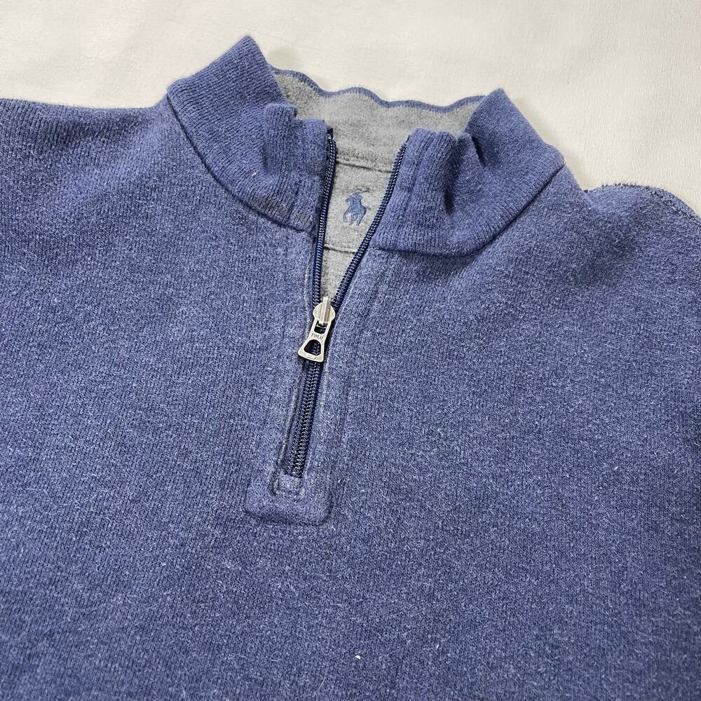 Polo Ralph Lauren 1/4 Zip Pullover Sweatshirt Navy Blue 100% Cotton Mens